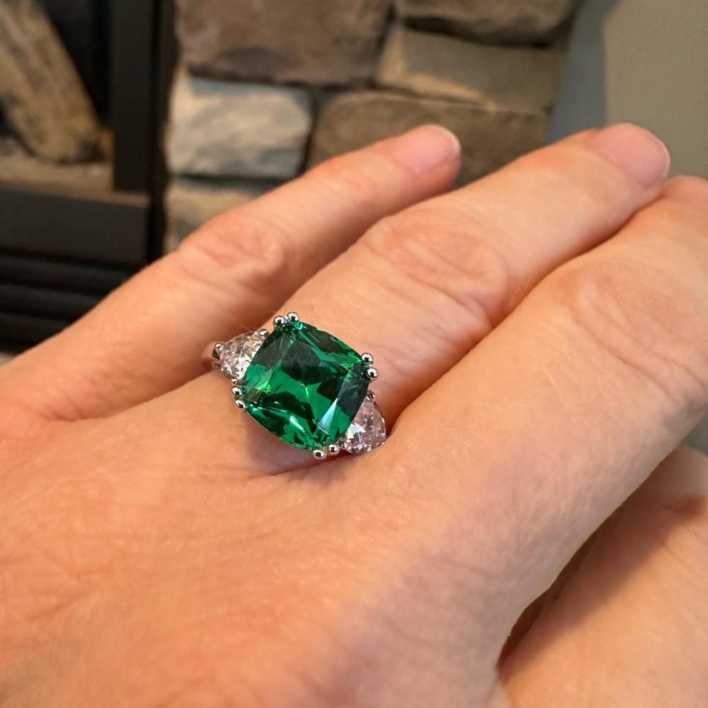 CZ square emerald ring